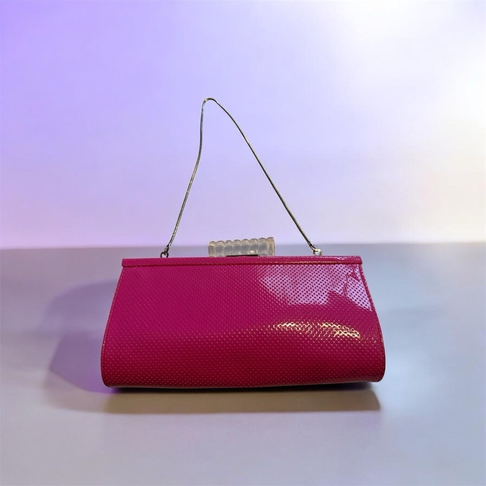 Steve Madden Hot Pink Patent Clutch Evening Purse Y2K - Picture 2 of 6